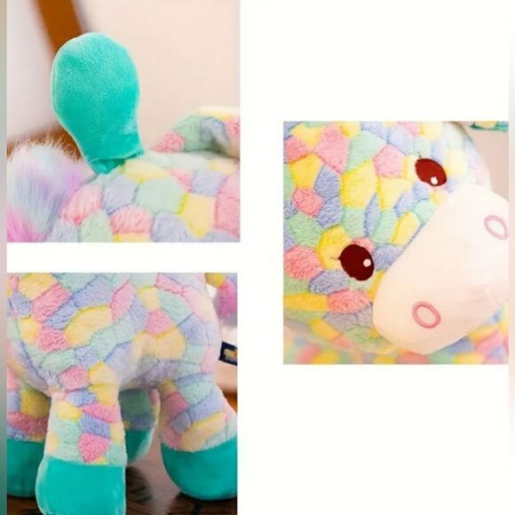 Adorable Multi-Colored Patchwork Pastel Giraffe Stuffed Animal Toy 11.5" - Picture 3 of 4
